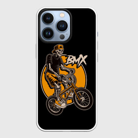 Чехол для iPhone 13 Pro с принтом BMX в Екатеринбурге,  |  | bicycle | bmx | skull | sport | x games | велик | велосипед | велоспорт | скелет | череп | экстремальный спорт