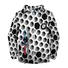 Мужская ветровка 3D с принтом BMW в Екатеринбурге, 100% полиэстер | подол и капюшон оформлены резинкой с фиксаторами, два кармана без застежек по бокам, один потайной карман на груди | auto | automobile | bmw | car | carbon | machine | motor | motor car | sport car | автомашина | бмв | бренд | легковой автомобиль | марка | спортивный автомобиль | тачка