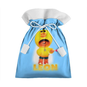 Подарочный 3D мешок с принтом Леон Салли (Leon Sally) в Екатеринбурге, 100% полиэстер | Размер: 29*39 см | brawl stars | leon | sally | skin | бравл старс | леон | салли | скин