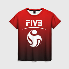 Женская футболка 3D с принтом FIVB ВОЛЕЙБОЛ в Екатеринбурге, 100% полиэфир ( синтетическое хлопкоподобное полотно) | прямой крой, круглый вырез горловины, длина до линии бедер | fivb | voleybal | volleyball | волебол | волейбол | волейбола | волейболист | волейболистка | воллейбол | международная | федерация | фивб