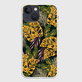 Чехол для iPhone 13 mini с принтом Тропический лес в Екатеринбурге,  |  | 3d | flowers | forest | hawaii | leaf | leafs | palm | palms | summer | travel | tropical | vacation | гаваи | гавайи | гавайка | гавайская | лес | лето | листики | листки | листья | отпуск | пальма | пальмы | путешествия | рисунок | трехмерная 