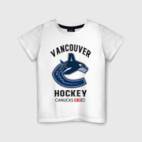 Детская футболка хлопок с принтом VANCOUVER CANUCKS NHL в Екатеринбурге, 100% хлопок | круглый вырез горловины, полуприлегающий силуэт, длина до линии бедер | canada | canucks | hockey | nhl | sport | usa | vancouver | акула | ванкувер | канада | кэнакс | логотип | нхл | спорт | хоккей | челюсти