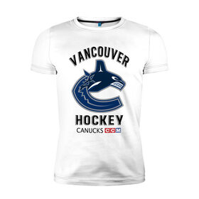 Мужская футболка хлопок Slim с принтом VANCOUVER CANUCKS NHL в Екатеринбурге, 92% хлопок, 8% лайкра | приталенный силуэт, круглый вырез ворота, длина до линии бедра, короткий рукав | canada | canucks | hockey | nhl | sport | usa | vancouver | акула | ванкувер | канада | кэнакс | логотип | нхл | спорт | хоккей | челюсти