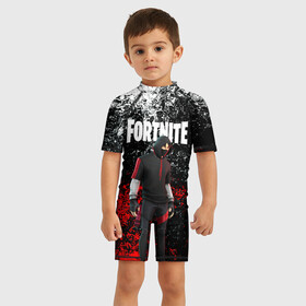 Детский купальный костюм 3D с принтом IKONIK FORTNITE в Екатеринбурге, Полиэстер 85%, Спандекс 15% | застежка на молнии на спине | 2019 | battle royale | chapter 2 | epic games | fortnite | game | season x | zombie | зомби | фортнайт