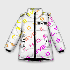 Зимняя куртка для девочек 3D с принтом EVE ECHOES ИВ ЭХО в Екатеринбурге, ткань верха — 100% полиэстер; подклад — 100% полиэстер, утеплитель — 100% полиэстер. | длина ниже бедра, удлиненная спинка, воротник стойка и отстегивающийся капюшон. Есть боковые карманы с листочкой на кнопках, утяжки по низу изделия и внутренний карман на молнии. 

Предусмотрены светоотражающий принт на спинке, радужный светоотражающий элемент на пуллере молнии и на резинке для утяжки. | Тематика изображения на принте: echo | echoes | eve | game | games | logo | online | space | ев онлайн | ев эхо | еве | ив онлайн | ив эхо | игра | игры | космос | лого | логотип | логотипы | онлайн | символ | символы | эхо | эхос