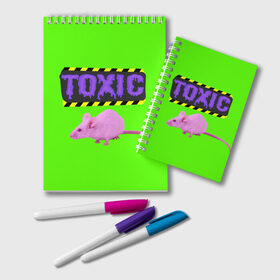 Блокнот с принтом Toxic в Екатеринбурге, 100% бумага | 48 листов, плотность листов — 60 г/м2, плотность картонной обложки — 250 г/м2. Листы скреплены удобной пружинной спиралью. Цвет линий — светло-серый
 | animals | rat | toxic | животные | крыса | токсик
