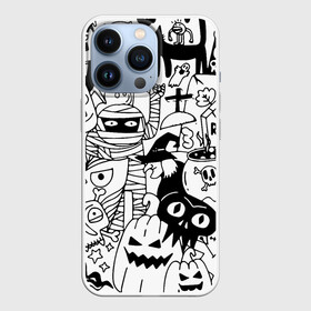 Чехол для iPhone 13 Pro с принтом Halloween в Екатеринбурге,  |  | fanfs | halloween | jaw | mummy | pumpkin | skull | tomb | клыки | могила | мумия | пасть | тыква | хэллоуин | череп