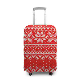 Чехол для чемодана 3D с принтом Красный зимний орнамент в Екатеринбурге, 86% полиэфир, 14% спандекс | двустороннее нанесение принта, прорези для ручек и колес | geometry | new year | pattern | retro | snow | winter | аляска | вязаный | геометрия | девяностые | дед мороз | зима | ковер | новогодние | новый год | олени | паттерн | подарок | ретро | рождество | свитер | снег | снеговик