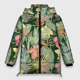 Женская зимняя куртка 3D с принтом Тропические растения и цветы в Екатеринбурге, верх — 100% полиэстер; подкладка — 100% полиэстер; утеплитель — 100% полиэстер | длина ниже бедра, силуэт Оверсайз. Есть воротник-стойка, отстегивающийся капюшон и ветрозащитная планка. 

Боковые карманы с листочкой на кнопках и внутренний карман на молнии | банан | желтый | зеленый | красный | листья | орхидея | пальма | плюмерия | стрелиция | тропики | цветы | экзотика
