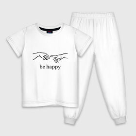 Детская пижама хлопок с принтом be happy в Екатеринбурге, 100% хлопок |  брюки и футболка прямого кроя, без карманов, на брюках мягкая резинка на поясе и по низу штанин
 | be happy | будь счастлив | руки | счастье