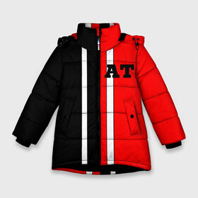 Зимняя куртка для девочек 3D с принтом Athletic team red and black в Екатеринбурге, ткань верха — 100% полиэстер; подклад — 100% полиэстер, утеплитель — 100% полиэстер. | длина ниже бедра, удлиненная спинка, воротник стойка и отстегивающийся капюшон. Есть боковые карманы с листочкой на кнопках, утяжки по низу изделия и внутренний карман на молнии. 

Предусмотрены светоотражающий принт на спинке, радужный светоотражающий элемент на пуллере молнии и на резинке для утяжки. | at | athletic | athletic team | bodybuilding | crossfit | fitness | mma | motivation | power | sport | strong | team | traninig | workout | бодибилдинг | зож | кросфит | мотивация. сила.смешанные единоборства. | спорт | спорт зал | фитнес | фитн