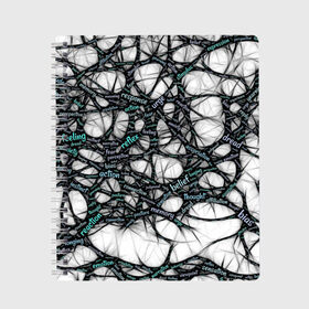 Тетрадь с принтом NEIROLINK в Екатеринбурге, 100% бумага | 48 листов, плотность листов — 60 г/м2, плотность картонной обложки — 250 г/м2. Листы скреплены сбоку удобной пружинной спиралью. Уголки страниц и обложки скругленные. Цвет линий — светло-серый
 | Тематика изображения на принте: абстракция | веном | наука | нейронная сеть | нейроны | превращения | сети | узор | ученые