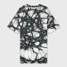 Платье-футболка 3D с принтом NEIROLINK в Екатеринбурге,  |  | абстракция | веном | наука | нейронная сеть | нейроны | превращения | сети | узор | ученые