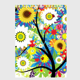Скетчбук с принтом Flowering tree в Екатеринбурге, 100% бумага
 | 48 листов, плотность листов — 100 г/м2, плотность картонной обложки — 250 г/м2. Листы скреплены сверху удобной пружинной спиралью | бабочки | девушкам | зелень | природа | цветы