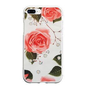 Чехол для iPhone 7Plus/8 Plus матовый с принтом Нежные розы в Екатеринбурге, Силикон | Область печати: задняя сторона чехла, без боковых панелей | арт | белый | зеленый | красная роза | красные розы | красный | рисунок | роза | розовая роза | розовые розы | розовый | розы | цветок | цветы