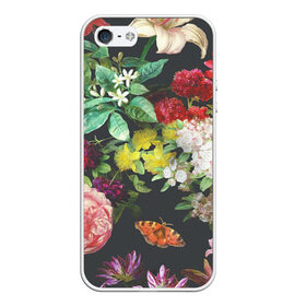 Чехол для iPhone 5/5S матовый с принтом Цветы в Екатеринбурге, Силикон | Область печати: задняя сторона чехла, без боковых панелей | арт | бабочка | бабочки | белая лилия | белый | желтый | зеленый | картина | краски | красный | лилии | лилия | рисунок | рисунок красками | роза | розовая роза | розовый | розы | тёмный | фиолетовый