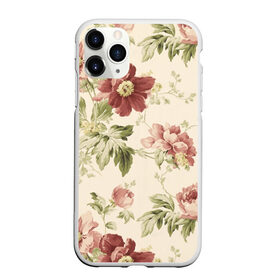 Чехол для iPhone 11 Pro Max матовый с принтом Цветы в Екатеринбурге, Силикон |  | арт | зеленый | краски | красный | кремовый | ретро | рисунок | розовый | цветок | цветы
