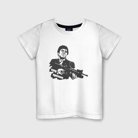 Детская футболка хлопок с принтом Тони Монтана в Екатеринбурге, 100% хлопок | круглый вырез горловины, полуприлегающий силуэт, длина до линии бедер | gta | m16 | tony montana | автомат | гангстер | крестный отец | лицо со шрамом | м16 | мафия | тони монтана