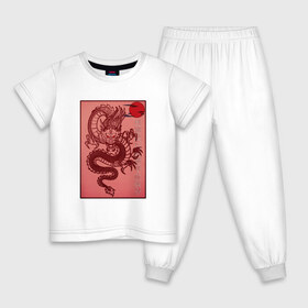 Детская пижама хлопок с принтом Дракон в Екатеринбурге, 100% хлопок |  брюки и футболка прямого кроя, без карманов, на брюках мягкая резинка на поясе и по низу штанин
 | Тематика изображения на принте: china | chinese dragon | дракон | китай | китайский дракон | китайский язык