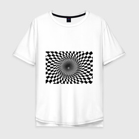 Мужская футболка хлопок Oversize с принтом иллюзия в Екатеринбурге, 100% хлопок | свободный крой, круглый ворот, “спинка” длиннее передней части | воронка | иллюзия | студентам | тоннель | шахматы