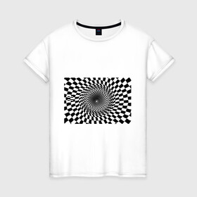 Женская футболка хлопок с принтом иллюзия в Екатеринбурге, 100% хлопок | прямой крой, круглый вырез горловины, длина до линии бедер, слегка спущенное плечо | воронка | иллюзия | студентам | тоннель | шахматы
