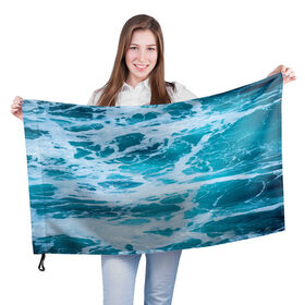 Флаг 3D с принтом Вода волны пена море в Екатеринбурге, 100% полиэстер | плотность ткани — 95 г/м2, размер — 67 х 109 см. Принт наносится с одной стороны | вода | волны | море | морская пена | океан | отдых | пена | пучина