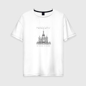 Женская футболка хлопок Oversize с принтом Москва координаты в Екатеринбурге, 100% хлопок | свободный крой, круглый ворот, спущенный рукав, длина до линии бедер
 | координаты | красная площадь | кремль | москва