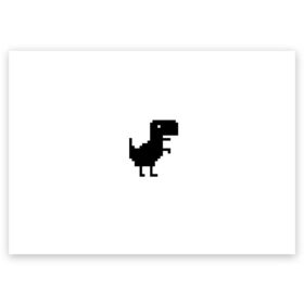 Поздравительная открытка с принтом Google динозаврик в Екатеринбурге, 100% бумага | плотность бумаги 280 г/м2, матовая, на обратной стороне линовка и место для марки
 | dino | dinomax | googledino | дино | динозавр | потерялся