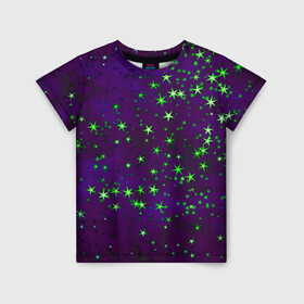 Детская футболка 3D с принтом Звездное небо арт в Екатеринбурге, 100% гипоаллергенный полиэфир | прямой крой, круглый вырез горловины, длина до линии бедер, чуть спущенное плечо, ткань немного тянется | Тематика изображения на принте: арт | звездное небо | звездочки | звезды | космос | небо | рисунок | текстура | туманность