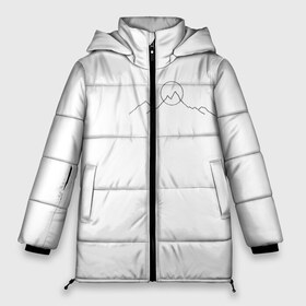 Женская зимняя куртка 3D с принтом минимализм силуэт горы в Екатеринбурге, верх — 100% полиэстер; подкладка — 100% полиэстер; утеплитель — 100% полиэстер | длина ниже бедра, силуэт Оверсайз. Есть воротник-стойка, отстегивающийся капюшон и ветрозащитная планка. 

Боковые карманы с листочкой на кнопках и внутренний карман на молнии | горы | горы на закате | минимализм | одним касанием | силуэт горы | солнце | черная линия