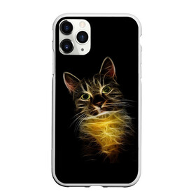Чехол для iPhone 11 Pro Max матовый с принтом Дымчато-световой кот в Екатеринбурге, Силикон |  | арт | дым | желтый | кот | кошка | кривые | рисунок | свет | серый | тёмный | чёрный | яркие линии