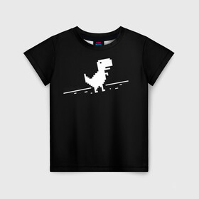 Детская футболка 3D с принтом Динозавр Гугл Хром в Екатеринбурге, 100% гипоаллергенный полиэфир | прямой крой, круглый вырез горловины, длина до линии бедер, чуть спущенное плечо, ткань немного тянется | google | гугл | динозавр | игра