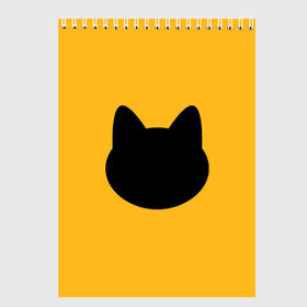 Скетчбук с принтом Мордочка коти в Екатеринбурге, 100% бумага
 | 48 листов, плотность листов — 100 г/м2, плотность картонной обложки — 250 г/м2. Листы скреплены сверху удобной пружинной спиралью | арт | вектор | кот | котёнок | кошка | оранжевый | рисунок | силуэт | тёмный | чёрный