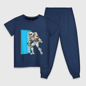 Детская пижама хлопок с принтом Portal в Екатеринбурге, 100% хлопок |  брюки и футболка прямого кроя, без карманов, на брюках мягкая резинка на поясе и по низу штанин
 | Тематика изображения на принте: astronaut | cosmonaut | cosmos | door | enter | portal | space | spacesuit | вход | дверь | космонавт | космос | портал | скафандр