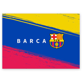 Поздравительная открытка с принтом BARCELONA / БАРСЕЛОНА в Екатеринбурге, 100% бумага | плотность бумаги 280 г/м2, матовая, на обратной стороне линовка и место для марки
 | Тематика изображения на принте: barca | barcelona | barsa | barselona | fcb | logo | messi | барса | барселона | знак | клуб | лого | логотип | логотипы | месси | символ | символы | футбол | футбольная | футбольный