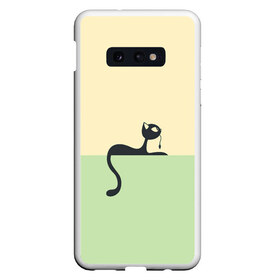 Чехол для Samsung S10E с принтом Чёрный кот на ярком фоне в Екатеринбурге, Силикон | Область печати: задняя сторона чехла, без боковых панелей | арт | вектор | горизонтальный рисунок | горизонтальный узор | жёлтый | зеленый | кот | котёнок | кошка | рисунок | чёрная кошка | чёрный | чёрный кот | чёрный котёнок