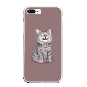 Чехол для iPhone 7Plus/8 Plus матовый с принтом Котёнок ыыы в Екатеринбурге, Силикон | Область печати: задняя сторона чехла, без боковых панелей | арт | кот | котёнок | кошка | мем | мемный кот | мемный котенок | мэм | мэмный котёнок | рисунок | серый | серый кот | тёмный | фиолетовый