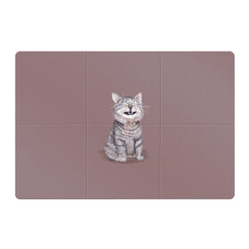 Магнитный плакат 3Х2 с принтом Котёнок ыыы в Екатеринбурге, Полимерный материал с магнитным слоем | 6 деталей размером 9*9 см | арт | кот | котёнок | кошка | мем | мемный кот | мемный котенок | мэм | мэмный котёнок | рисунок | серый | серый кот | тёмный | фиолетовый