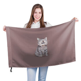 Флаг 3D с принтом Котёнок ыыы в Екатеринбурге, 100% полиэстер | плотность ткани — 95 г/м2, размер — 67 х 109 см. Принт наносится с одной стороны | арт | кот | котёнок | кошка | мем | мемный кот | мемный котенок | мэм | мэмный котёнок | рисунок | серый | серый кот | тёмный | фиолетовый