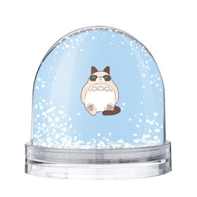 Снежный шар с принтом Тоторный кот в Екатеринбурге, Пластик | Изображение внутри шара печатается на глянцевой фотобумаге с двух сторон | Тематика изображения на принте: grumpy cat | белый | кот тоторо | кот. недовольный кот | крем | мило | милота | мимишка | тоторо