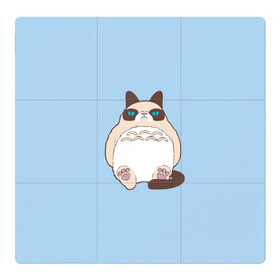 Магнитный плакат 3Х3 с принтом Тоторный кот в Екатеринбурге, Полимерный материал с магнитным слоем | 9 деталей размером 9*9 см | Тематика изображения на принте: grumpy cat | белый | кот тоторо | кот. недовольный кот | крем | мило | милота | мимишка | тоторо