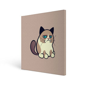 Холст квадратный с принтом Великий Grumpy Cat в Екатеринбурге, 100% ПВХ |  | grumpy cat | арт | кот | кот grumpy cat | котёнок | кошка | недовольный кот | рисунок