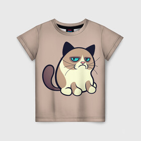 Детская футболка 3D с принтом Великий Grumpy Cat в Екатеринбурге, 100% гипоаллергенный полиэфир | прямой крой, круглый вырез горловины, длина до линии бедер, чуть спущенное плечо, ткань немного тянется | grumpy cat | арт | кот | кот grumpy cat | котёнок | кошка | недовольный кот | рисунок