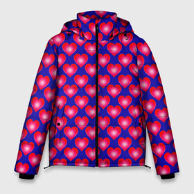 Мужская зимняя куртка 3D с принтом Неоновые сердца в Екатеринбурге, верх — 100% полиэстер; подкладка — 100% полиэстер; утеплитель — 100% полиэстер | длина ниже бедра, свободный силуэт Оверсайз. Есть воротник-стойка, отстегивающийся капюшон и ветрозащитная планка. 

Боковые карманы с листочкой на кнопках и внутренний карман на молнии. | Тематика изображения на принте: hearts | love is | neon | pattern | valentines day | алиса | бабушка | валентина | влюбленные | девушке | дочь | лучшая | любимая | любовь | мама | подарок | романтика | свадьба | сердечки | сердечко | сердце | сестра | узор