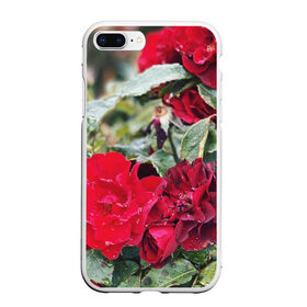 Чехол для iPhone 7Plus/8 Plus матовый с принтом Red Roses в Екатеринбурге, Силикон | Область печати: задняя сторона чехла, без боковых панелей | Тематика изображения на принте: bush | floral | flower | garden | green | nature | red roses | бутоны | красная роза | куст | листья | природа | роза | сад | цветение | цветок | цветы