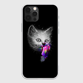 Чехол для iPhone 12 Pro Max с принтом Котейка с мороженным в Екатеринбурге, Силикон |  | арт | кот | котёнок | кошка | мороженное | рисунок | серая кошка | серый кот | серый котёнок | чёрный | яркие цвета