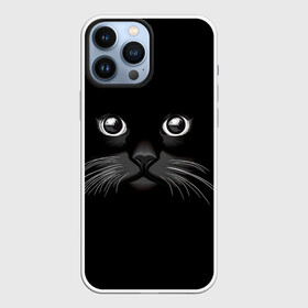 Чехол для iPhone 13 Pro Max с принтом Кошачья моська в Екатеринбурге,  |  | арт | вектор | кот | котёнок | кошка | рисунок | черная кошка | чёрный | черный кот | черный котенок