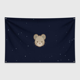 Флаг-баннер с принтом Ночная мышь в Екатеринбурге, 100% полиэстер | размер 67 х 109 см, плотность ткани — 95 г/м2; по краям флага есть четыре люверса для крепления | арт | звёзды | мерцание | мышь | небо | ночь | рисунок | сияние