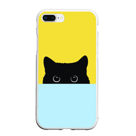 Чехол для iPhone 7Plus/8 Plus матовый с принтом Кот в засаде в Екатеринбурге, Силикон | Область печати: задняя сторона чехла, без боковых панелей | в засаде | выжидает | кот на охоте | кошка на охоте | охота | чёрная кошка | чёрный кот