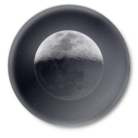 Значок с принтом луна в Екатеринбурге,  металл | круглая форма, металлическая застежка в виде булавки | moon | звезды | космос | луна | планета